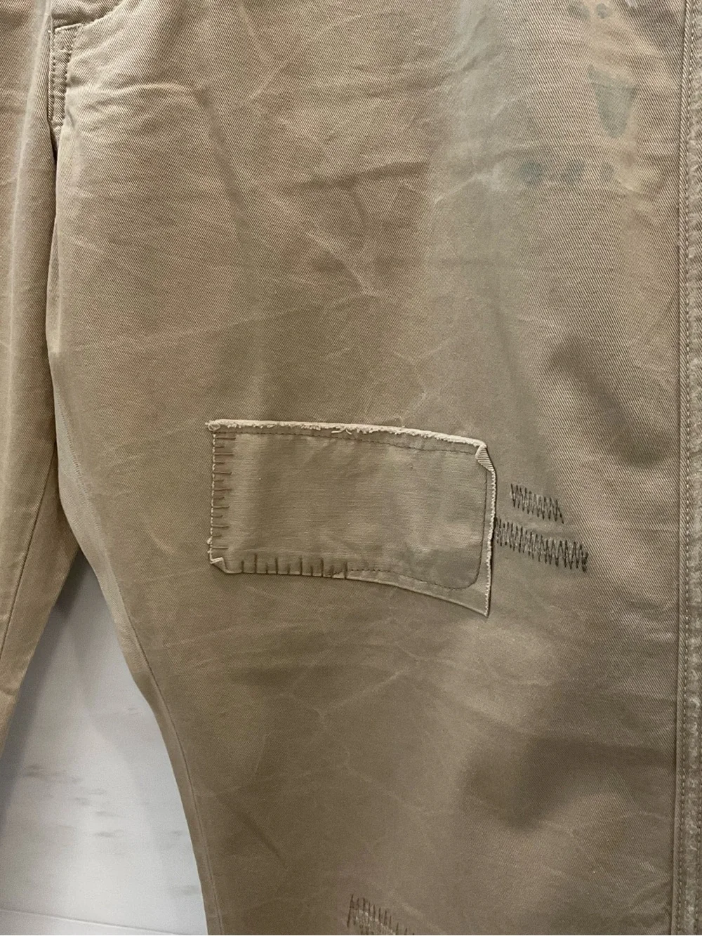 POLO Ralph Lauren KHAKI Distressed Repaired Relaxed Fit Chino Pants sz 38-30 T86